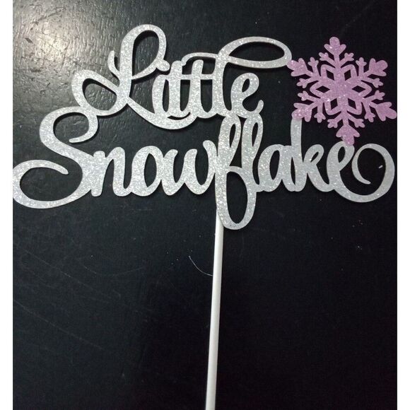 Little Snowflake Cake Topper Baby Shower Birthday Party Baby Girl Glitter - Picture 1 of 6